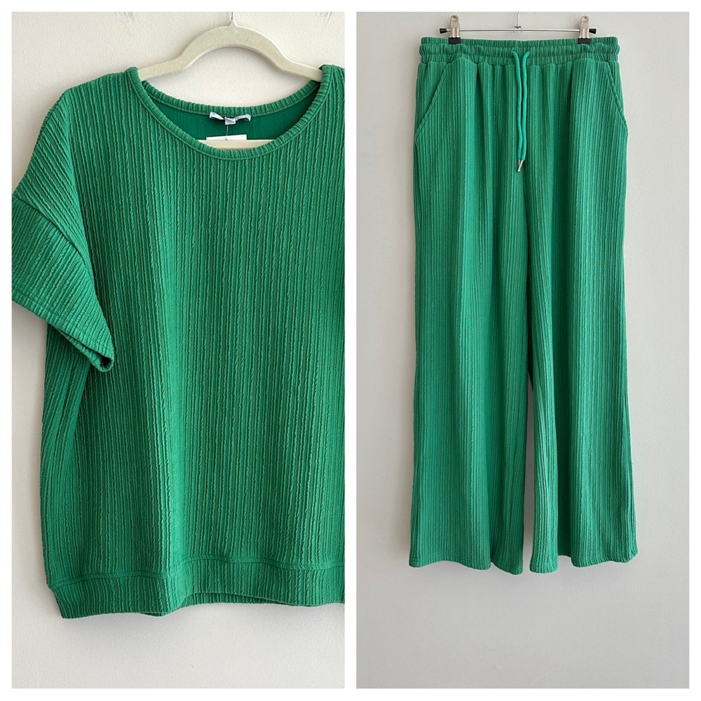 Polagram Green Knit Top and Pants Set